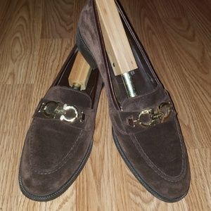 Ferragamo Brown Suede Loafers Sz 10